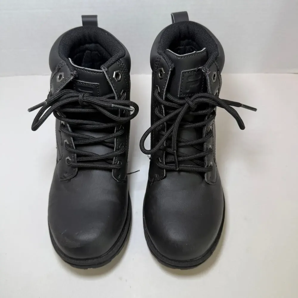 FILA Boys Edgewater Hiking Lace Up Boots Black Youth Size 3.5